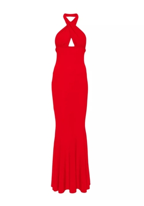 Norma Kamali cross halterneck gown - Red