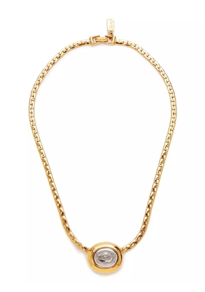 Saint Laurent Pre-Owned rhinestone pendant necklace - Gold
