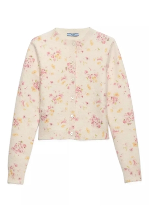 Prada floral-pattern cardigan - Neutrals