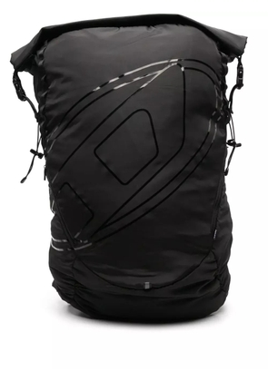 Diesel mesh-panel logo-print backpack - Black