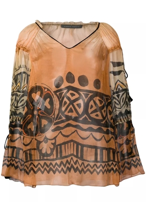 Alberta Ferretti sheer patterned blouse - Neutrals