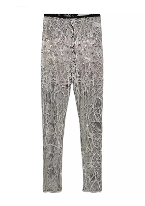 Gemy Maalouf lace-pattern metallic leggings - Silver