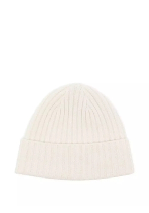 N.Peal cashmere ribbed beanie - Neutrals
