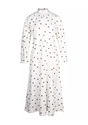 GANNI polka-dot long-sleeve midi dress - White