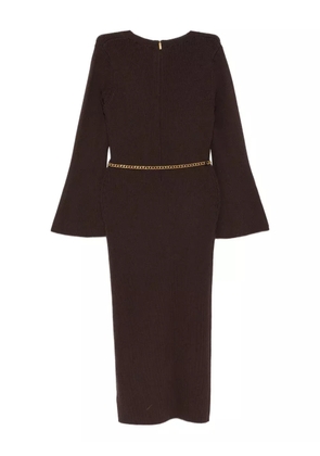 Michael Kors logo-chain midi dress - Brown
