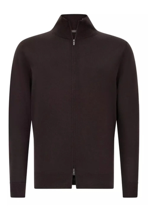 Boggi Milano full-zip merino wool cardigan - Brown
