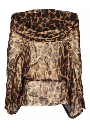 Michael Kors Vintage leopard-print off-shoulder blouse - Brown