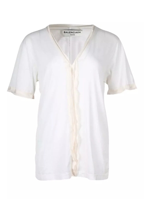 Balenciaga Pre-Owned fringe-trim V-neck top - White
