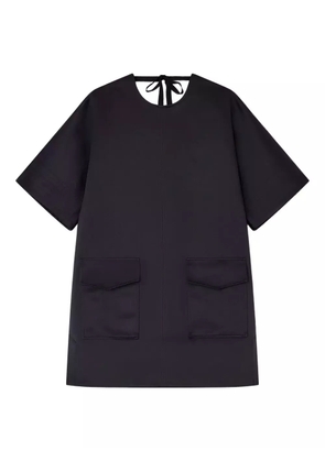 GANNI pocket-detail tie-neck mini dress - Black