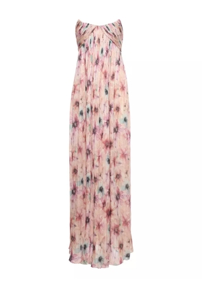 V:PM ATELIER Veronica plissé floral-print maxi dress - Pink