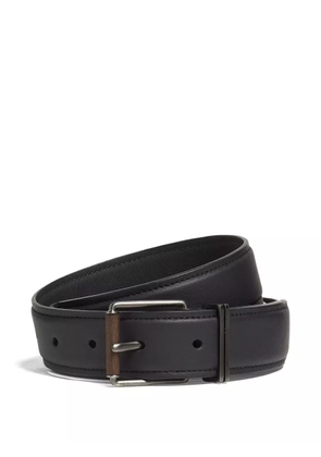 Zegna leather wood-effect buckle belt - Black