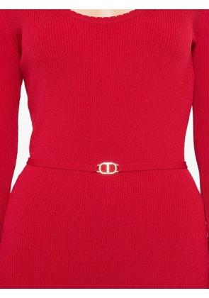 TWINSET ribbed-knit belted dress - Red