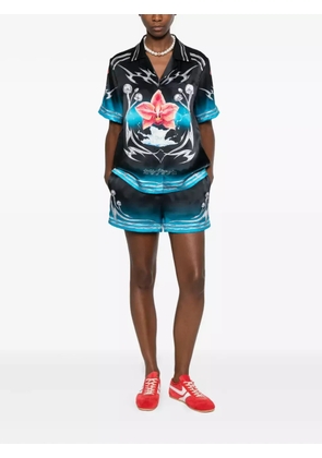 Casablanca mushroom-print elastic-waist shorts - Blue