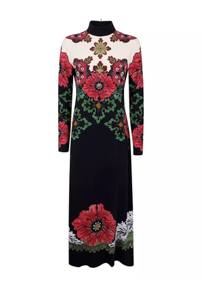 La DoubleJ floral-print high-neck dress - Black