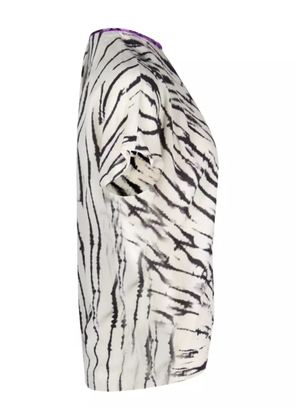 Dries Van Noten Pre-Owned abstract-print velvet-trimmed blouse - White