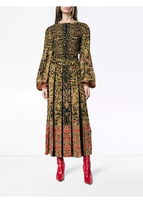 ETRO leopard-print pleated midi dress - Yellow