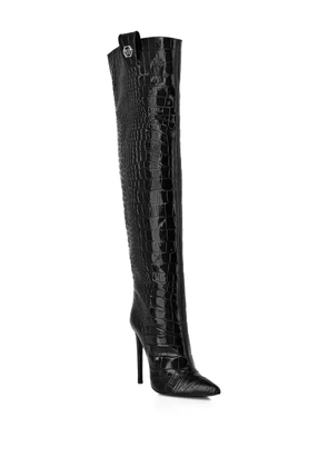 Philipp Plein 120mm crocodile-embossed boots - Black