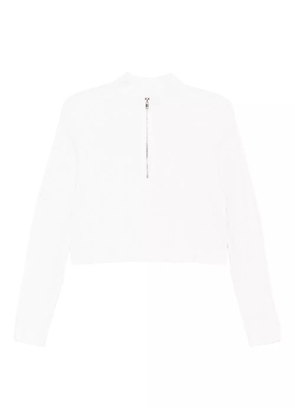 Maje short-zip ribbed sweater - White