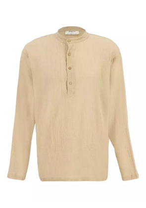 SPIRITUM TULUM button-up cotton- gauze T-shirt - Brown