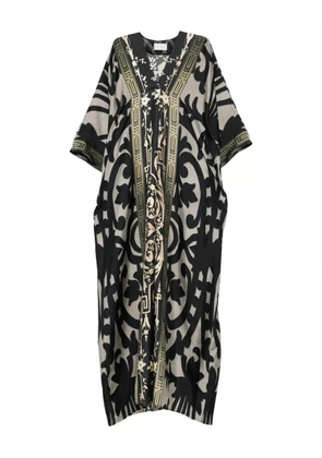 Pierre-Louis Mascia baroque-print V-neck maxi dress - Black