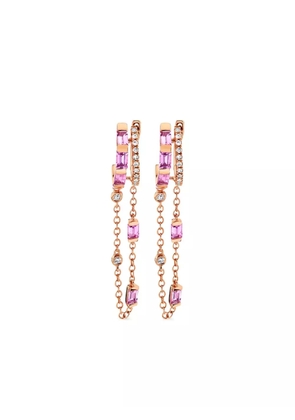 SHAY 18K rose gold Double Mixed Fringe sapphire earrings
