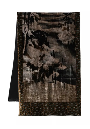 Pierre-Louis Mascia landscape-print velvet scarf - Brown