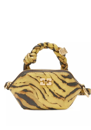 GANNI tiger-print twisted-handle mini bag - Yellow