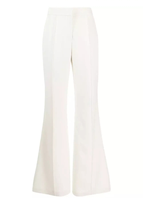 Elie Saab pressed-crease cady flared trousers - White