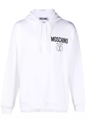 Moschino smile logo-print cotton hoodie - White