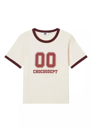 CHOCOOLATE ringer-neckline graphic T-shirt - Neutrals
