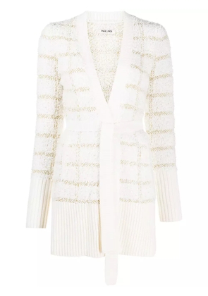 Max & Moi Gad tie-waist check cardigan - White