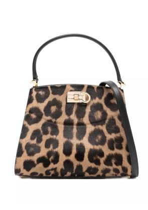 Ferragamo Studio Box leopard-print satchel bag - Neutrals