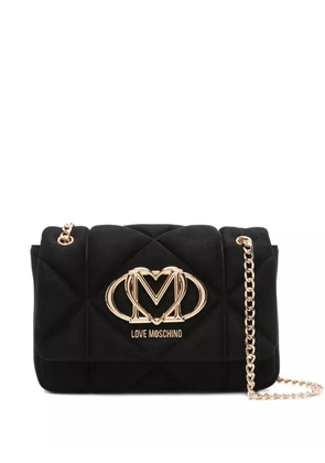 Love Moschino quilted logo-plaque cross body bag - Black