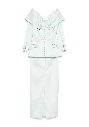 SILK LOVE & LACE crystal-embellished off-shoulder dress - Green