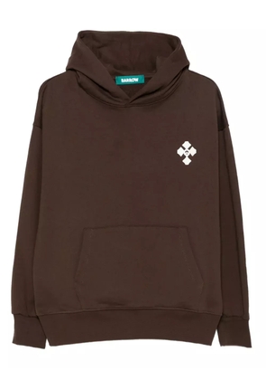 BARROW cross-logo print hoodie - Brown