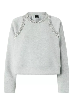 PINKO embellished-neckline sweatshirt - Grey