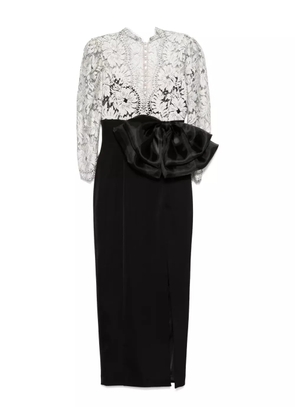 SILK LOVE & LACE lace-bow dress - Black
