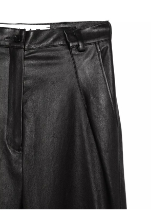 Almaz pleated-leather trousers - Black