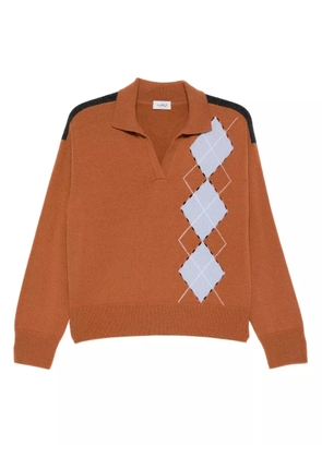 MRZ polo-collar diamond-pattern sweater - Brown