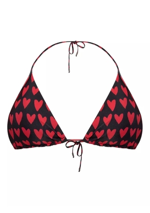 Moschino heart-print triangle bikini top - Black