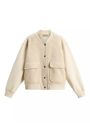 Woolrich fleece button-fastening bomber jacket - Neutrals