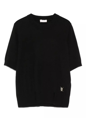 LIU JO logo-patch short-sleeve sweater - Black