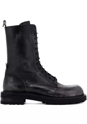 Roberto Cavalli lace-up leather boots - D0033 BLACK