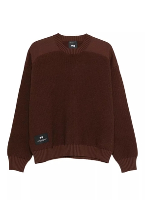 Y-3 ribbed-knit crew-neck sweater - Brown