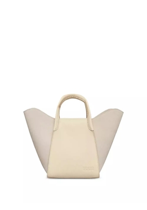 TOUS Tulip suede-panel leather tote bag - White