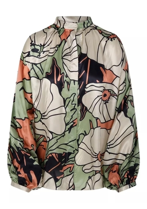 Juan de Dios Gladiolos Garden-print blouse - Neutrals