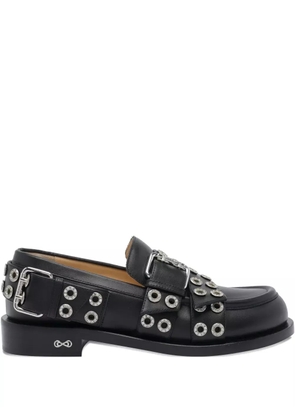 MACH & MACH 30mm buckle-detail eyelet loafers - Black
