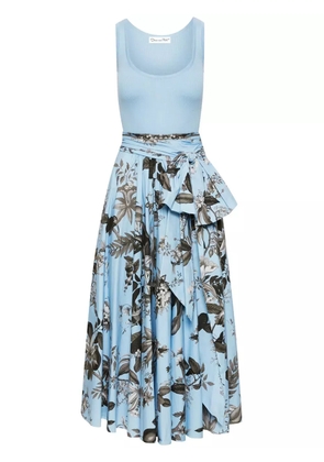 Oscar de la Renta Flora & Fauna-print sleeveless midi dress - Blue