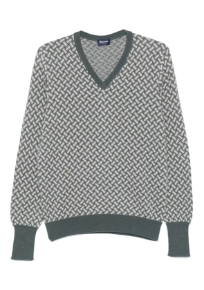 Drumohr geometric-pattern V-neck sweater - Black