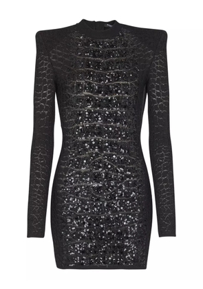 Balmain sequin-embellished knit mini dress - Black
